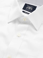 Белый - Savile Row Company Classic Fit Twill 100% Cotton Single Cuff Formal Shirt - Image 4 of 6