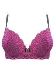 Pour Moi Purple Padded Romance Moulded Plunge Push Up Bra - Image 3 of 4