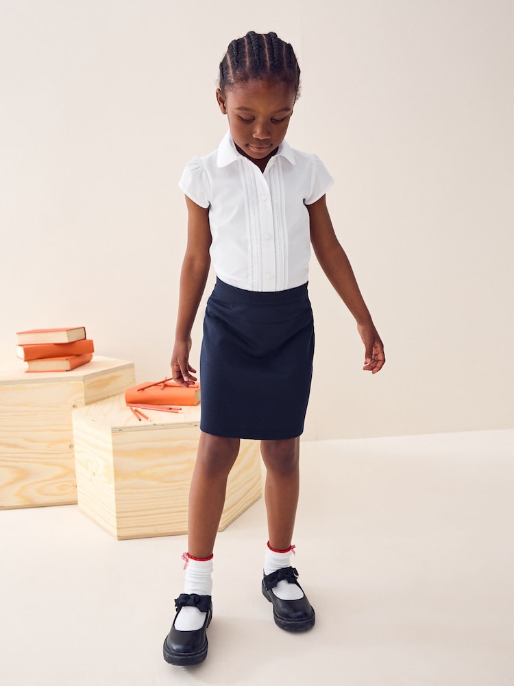 Navy Blue Pull-On Jersey Stretch School Pencil Skirt (3-18yrs) - Image 2 of 7