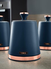 Tower Set of 3 Blue Cavaletto Storage Canisters - Image 2 of 4