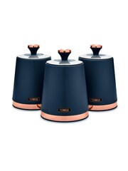 Tower Set of 3 Blue Cavaletto Storage Canisters - Image 4 of 4