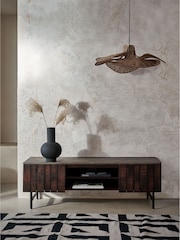 French Connection Slatted Mango Wood and Concrete Effect Top French Connection Sedona Up to 50 Inch TV Unit - Image 1 of 8