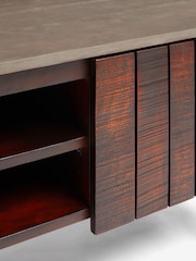 French Connection Slatted Mango Wood and Concrete Effect Top French Connection Sedona Up to 50 Inch TV Unit - Image 3 of 8