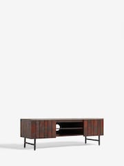 French Connection Slatted Mango Wood and Concrete Effect Top French Connection Sedona Up to 50 Inch TV Unit - Image 5 of 8