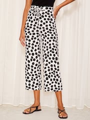 Friends Like These Black/White Belted Jersey Wide Leg Culotte Trousers - Image 1 of 4
