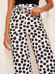 Friends Like These Black/White Belted Jersey Wide Leg Culotte Trousers - Image 2 of 4