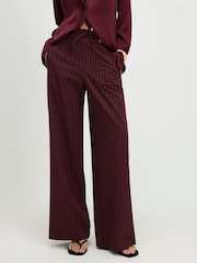 River Island Red Pinstripe Crochet Side Stripe Wide Leg Joggers - Image 3 of 4