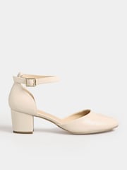 Long Tall Sally Nude Two Part Block Heel Court Shoes - Image 2 of 5