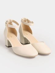 Long Tall Sally Nude Two Part Block Heel Court Shoes - Image 3 of 5
