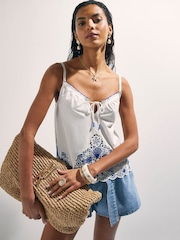River Island White Embroidered Cami Top - Image 4 of 4