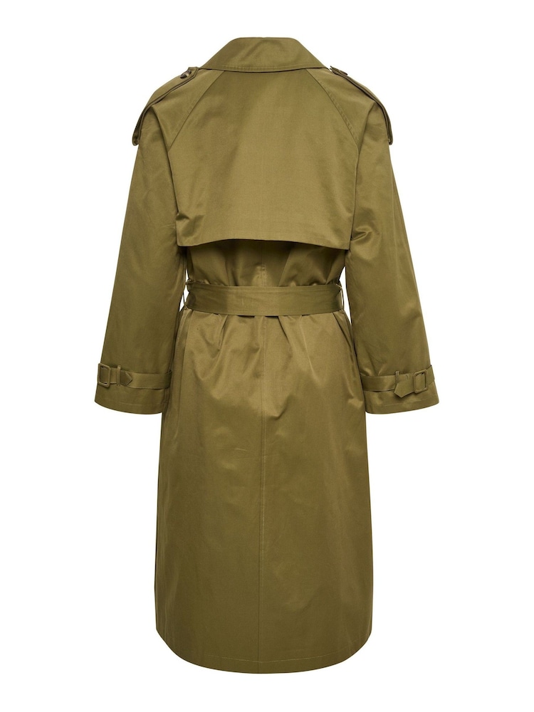 Kaffe Green Lena Knee Length Belted Trench Coat - Image 8 of 8 Kaffe Green Lena Knee Length Belted Trench Coat - Image 8 of 8