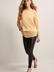 Champagne Gold High Neck Stud Detail Layer Jumper - Image 2 of 7