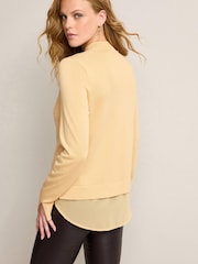 Champagne Gold High Neck Stud Detail Layer Jumper - Image 3 of 7