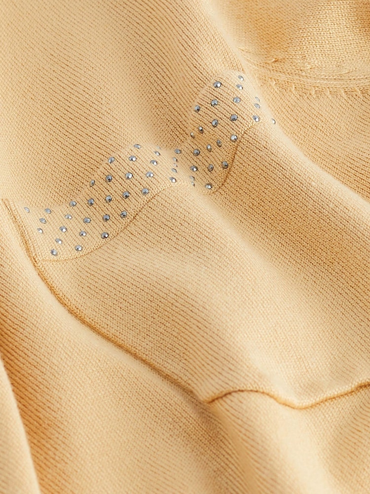 Champagne Gold High Neck Stud Detail Layer Jumper - Image 7 of 7