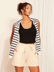 Friends Like These Cream Wide Leg Soft Loopback Jersey Shorts - Image 2 of 4