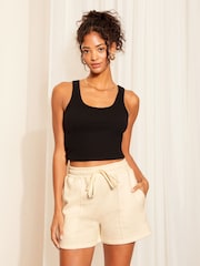 Friends Like These Cream Wide Leg Soft Loopback Jersey Shorts - Image 3 of 4