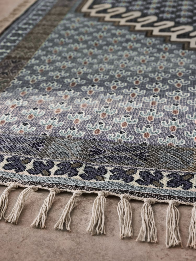 French Connection Blue 100% Cotton Poppyfield Rug - Image 2 of 4