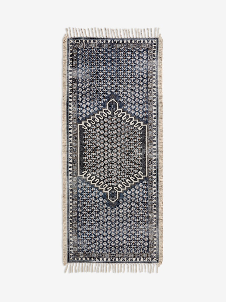French Connection Blue 100% Cotton Poppyfield Rug - Image 4 of 4