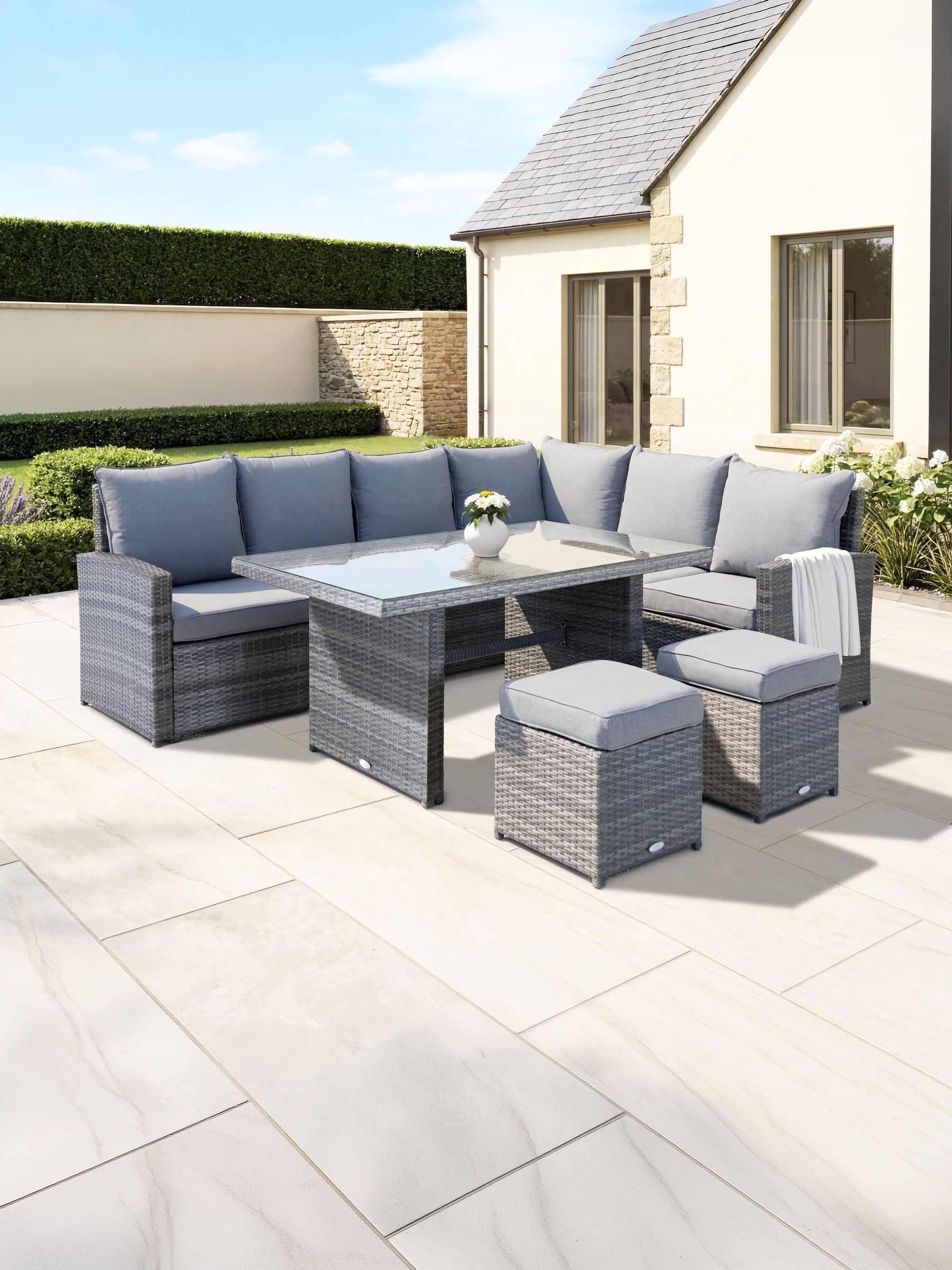 Buy Charles Bentley Grey Garden 6 Seater Premium Rattan Rectangular ...