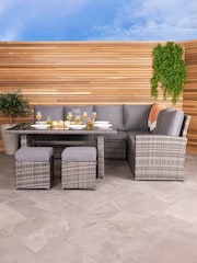 Charles Bentley Grey Garden 6 Seater Premium Rattan Rectangular Dining Set - Image 1 of 5