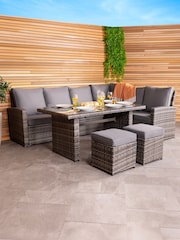 Charles Bentley Grey Garden 6 Seater Premium Rattan Rectangular Dining Set - Image 2 of 5