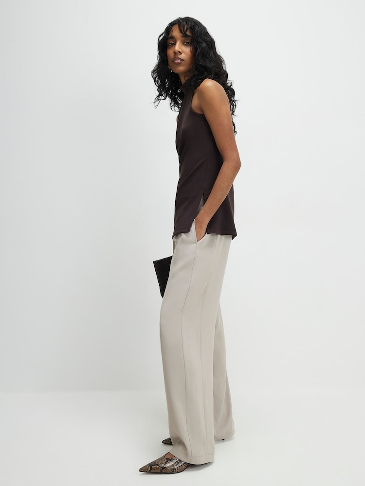 River Island Natural Tailored Drawstring Wide Leg Trousers - Image 2 of 4 River Island Natural Tailored Drawstring Wide Leg Trousers - Image 2 of 4