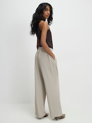 River Island Natural Tailored Drawstring Wide Leg Trousers - Image 3 of 4