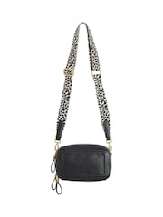 Oliver Bonas Black Leopard Print Strap Simen Cross-Body Bag - Image 2 of 7