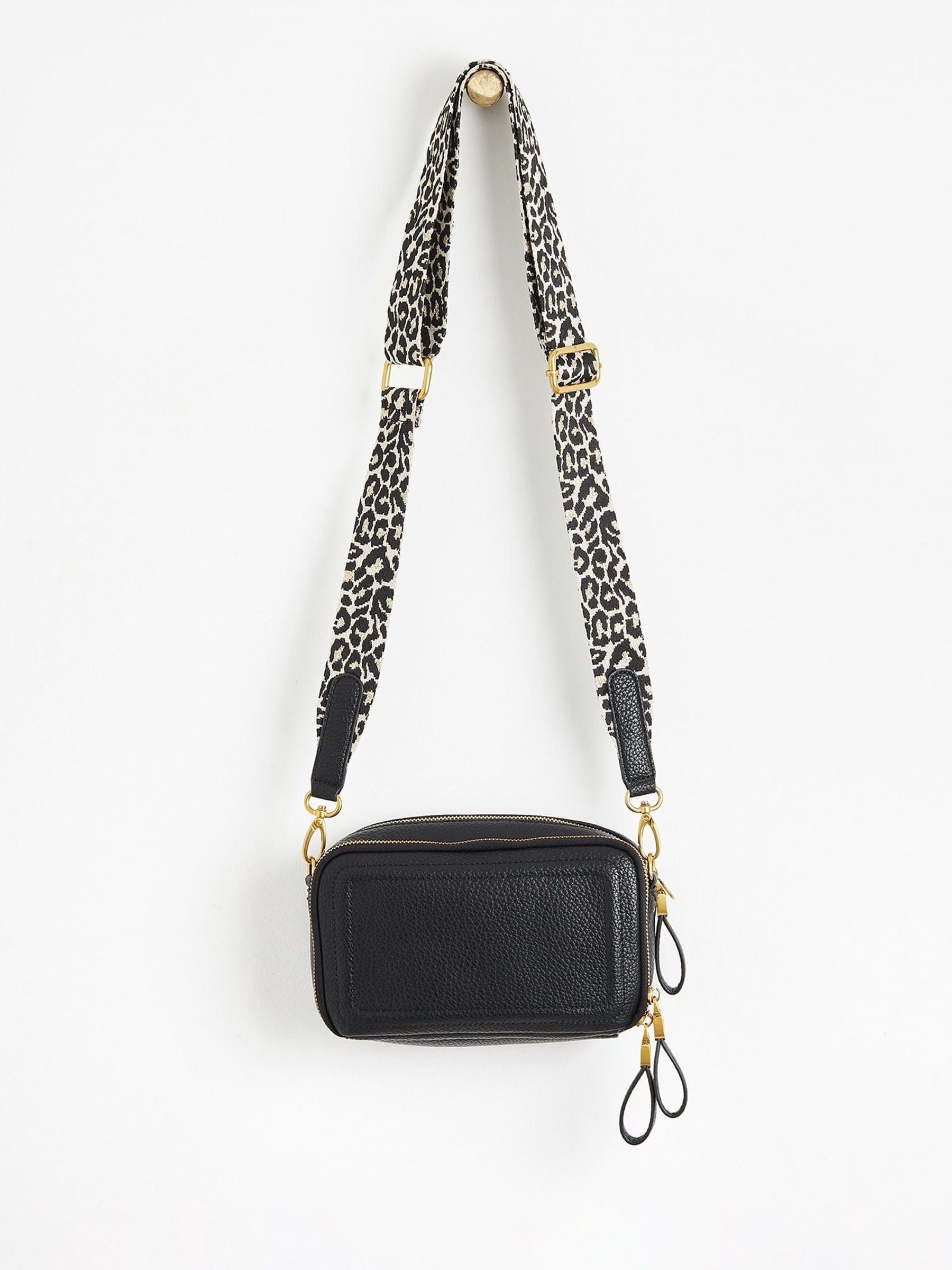 Buy Oliver Bonas Black Leopard Print Strap Simen Cross Body Bag from Next Ireland