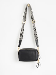 Oliver Bonas Black Leopard Print Strap Simen Cross-Body Bag - Image 4 of 7