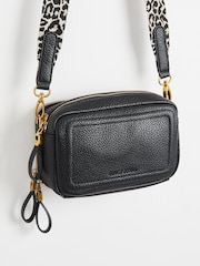 Oliver Bonas Black Leopard Print Strap Simen Cross-Body Bag - Image 5 of 7