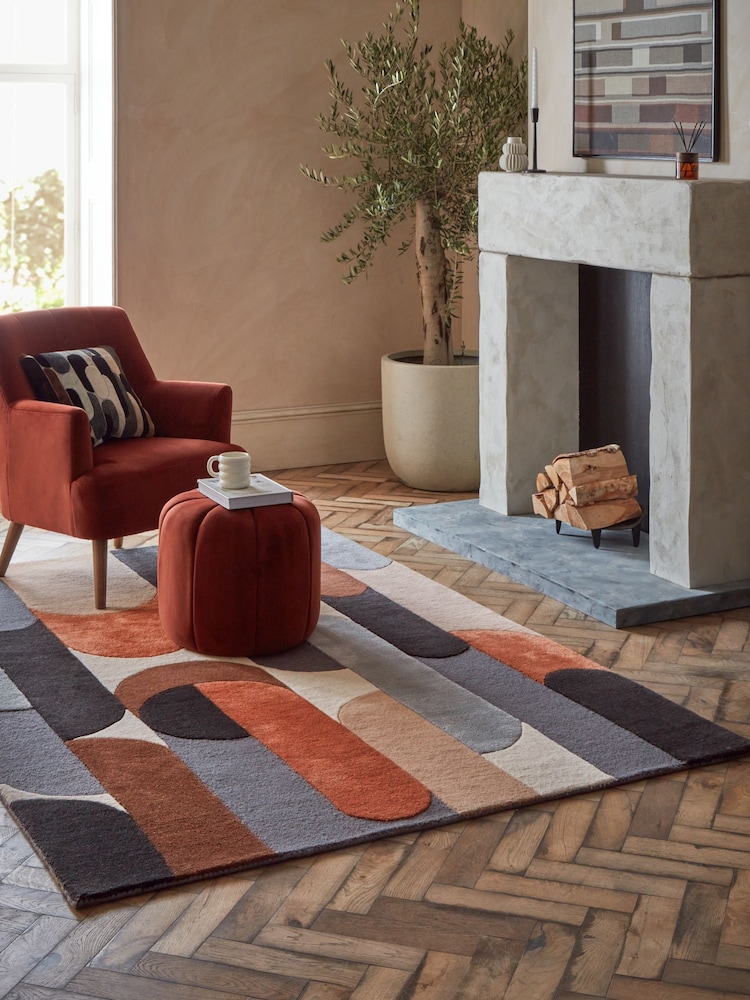 Monochrome Retro Shapes Rug - Image 1 of 6