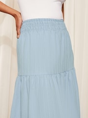 Friends Like These Navy Blue Textured Jersey Boho Style Midi Skirt - Image 3 of 4
