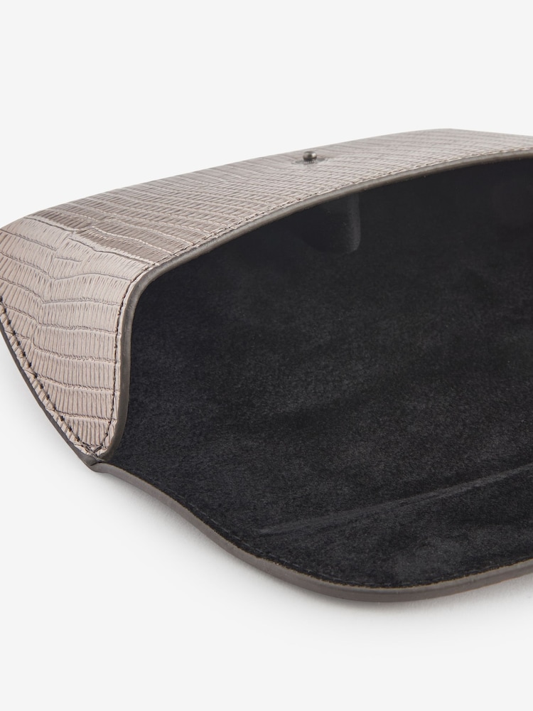 Metallic Silver Textured Sunglasses Case - Image 4 of 4