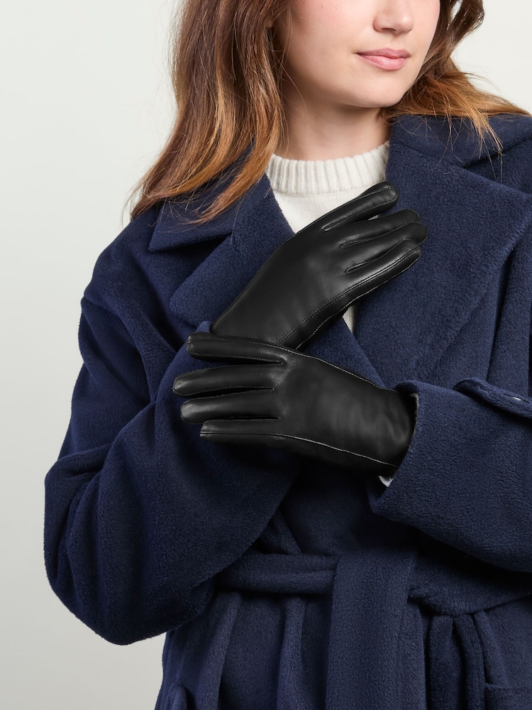 Negro - Totes Isotoner Premium Leather Gloves with Faux Fur Lining and Smartouch - Imagen 1 de 5 Negro - Totes Isotoner Premium Leather Gloves with Faux Fur Lining and Smartouch - Imagen 1 de 5