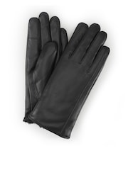 Negro - Totes Isotoner Premium Leather Gloves with Faux Fur Lining and Smartouch - Imagen 2 de 5