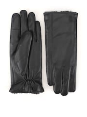 Negro - Totes Isotoner Premium Leather Gloves with Faux Fur Lining and Smartouch - Imagen 3 de 5