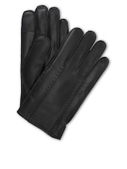 Totes Black Isotoner Premium Leather Gloves with Stitching Detail and Smartouch - Image 2 of 5