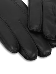 Totes Black Isotoner Premium Leather Gloves with Stitching Detail and Smartouch - Image 4 of 5