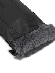 Totes Black Isotoner Premium Leather Gloves with Stitching Detail and Smartouch - Image 5 of 5