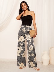 Pantalones de pernera ancha de satén con lunares y flores de Friends Like These - Imagen 2 de 4