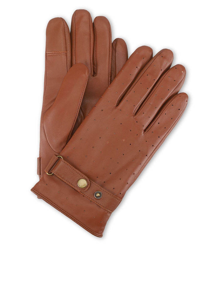 Totes Isotoner Premium Leather Perforated Driving Gloves with Smartouch - Image 2 de 5