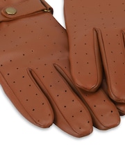 Totes Isotoner Premium Leather Perforated Driving Gloves with Smartouch - Image 4 de 5