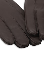 Totes Brown Isotoner Premium Leather Gloves with Stitching Detail and Smartouch - Image 4 of 5