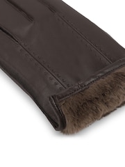 Totes Brown Isotoner Premium Leather Gloves with Stitching Detail and Smartouch - Image 5 of 5