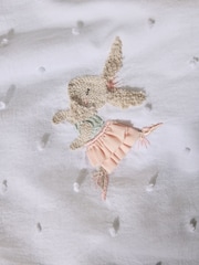 White Embroidered Bunny Ballerinas 100% Cotton Duvet Cover and Pillowcase Set - Image 4 of 6