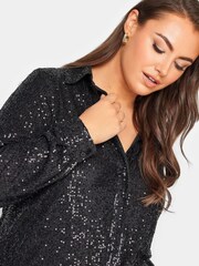 Yours Curve Black London Sequin Shirt - Image 5 of 5