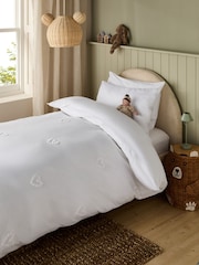 White Tufted Hearts 100% Cotton Duvet Cover and Pillowcase Set - Image 1 of 7