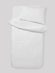 White Tufted Hearts 100% Cotton Duvet Cover and Pillowcase Set - Image 5 of 7