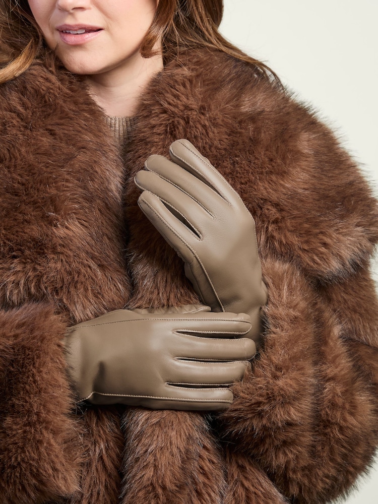 Natural - Totes Isotoner Premium Leather Gloves with Faux Fur Lining and Smartouch - Imagen 1 de 5 Natural - Totes Isotoner Premium Leather Gloves with Faux Fur Lining and Smartouch - Imagen 1 de 5